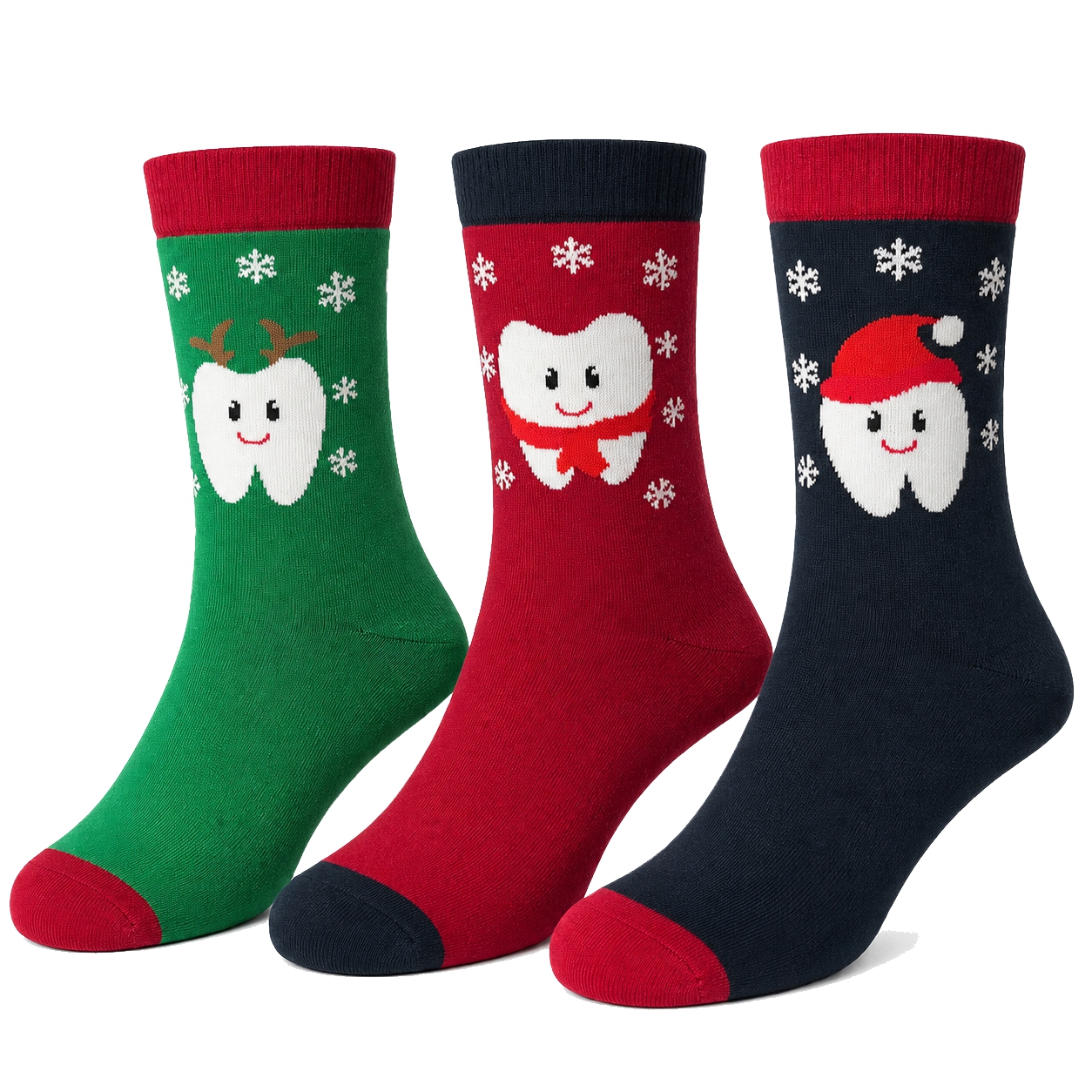 Winter-Weihnachtssocken Zahnarzt Edition – 3er-Pack bunt, Onesize 38-44, Beyco-Socks