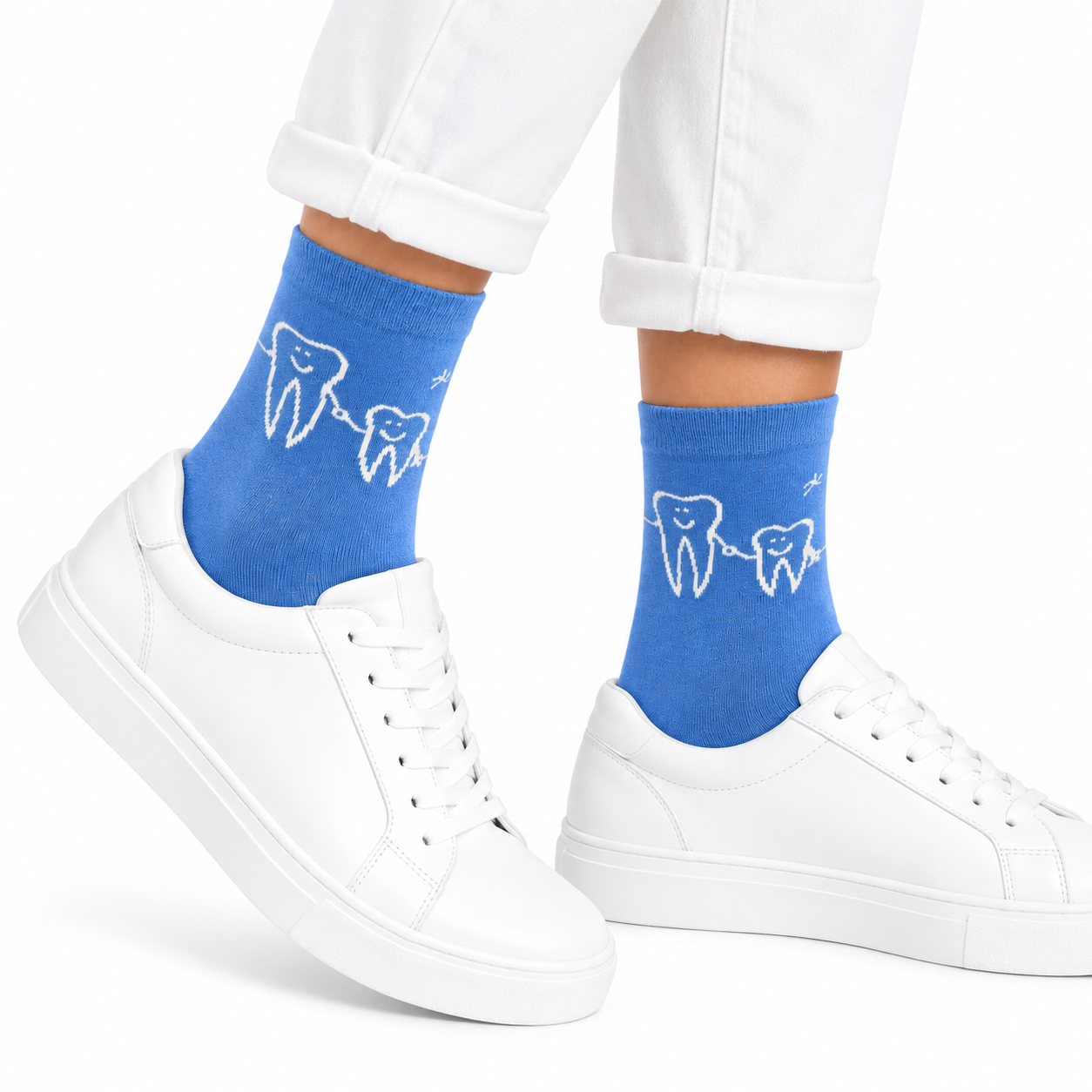 Zahn Motiv Socken "Dreamteam" blau, BEYCO-SOCKS – Lustiges Dental Motiv für das Praxisteam – unisex