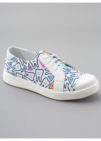 Med-Sneaker Damen Halbschuh Zahnmuster/weiß ELDAN