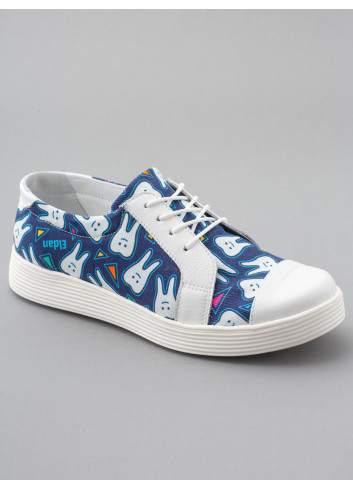 Med-Sneaker Damen Halbschuh Zahnmuster/blau ELDAN