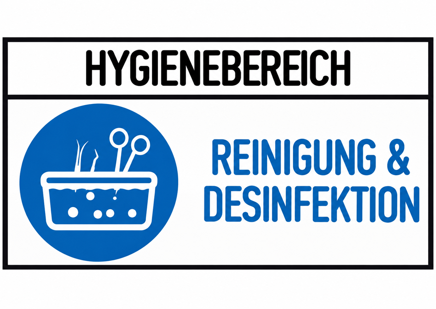 Hygienebereich Hygieneschild „Reinigung & Desinfektion“ – DIN A6 quer