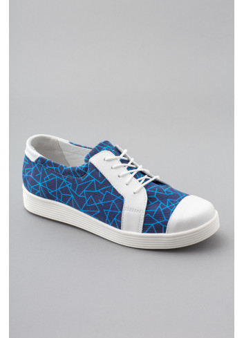 Med-Sneaker Damen Halbschuh Geometrisch/blau