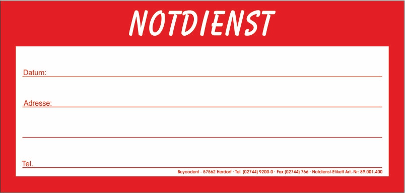 Notdienst-Etiketten 20 Stück