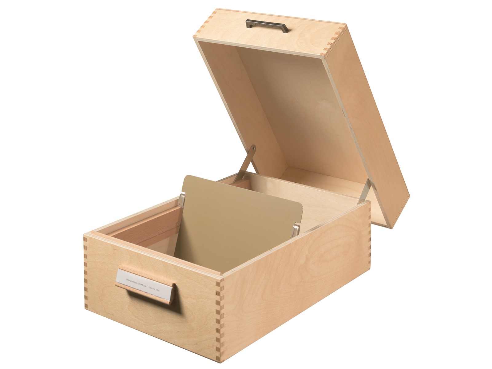 Karteikasten aus Holz mit Deckel