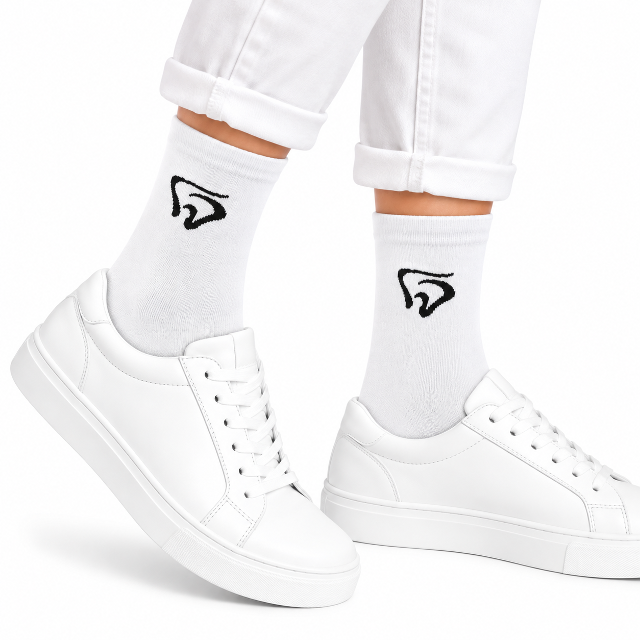 Zahn Motiv Socken "Swing-Dent" weiß, BEYCO-SOCKS – Minimalistisches Dental Motiv für die Praxis – unisex