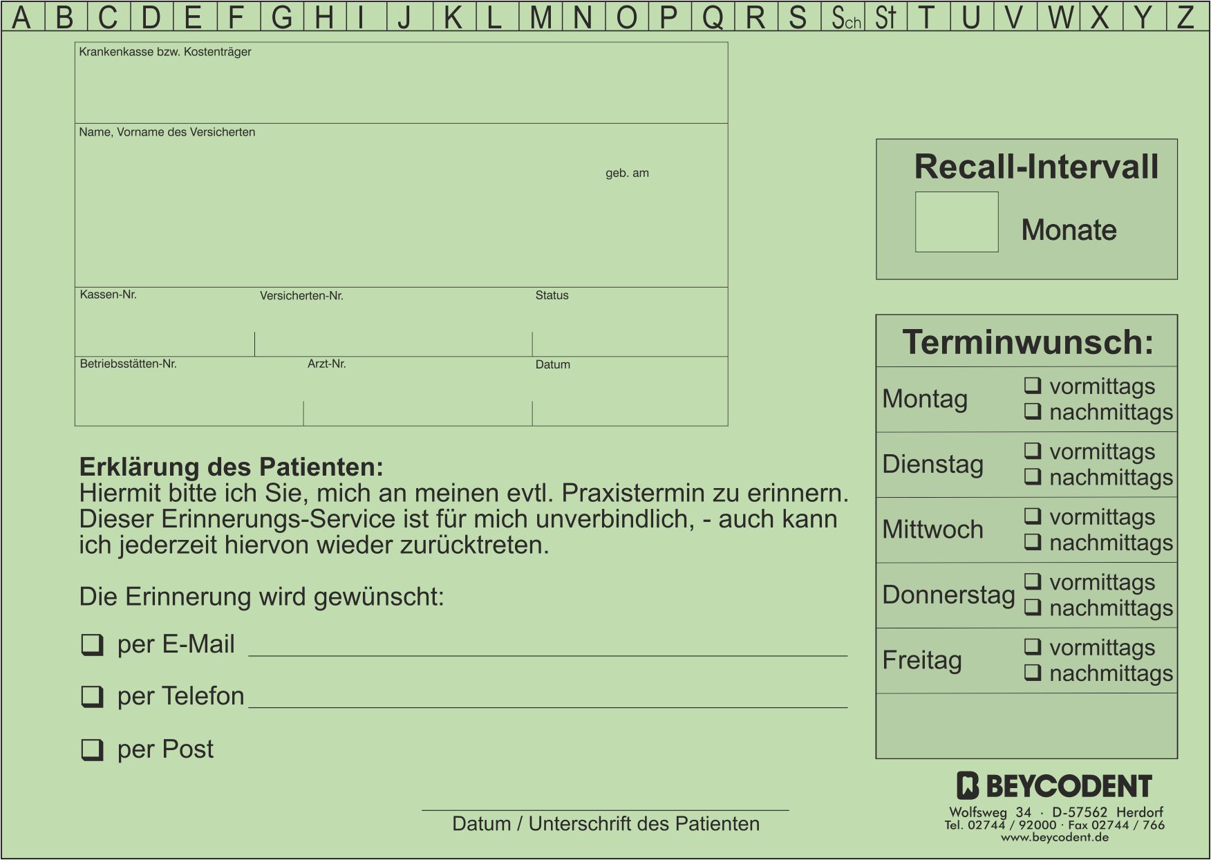Recall-Karteikarte