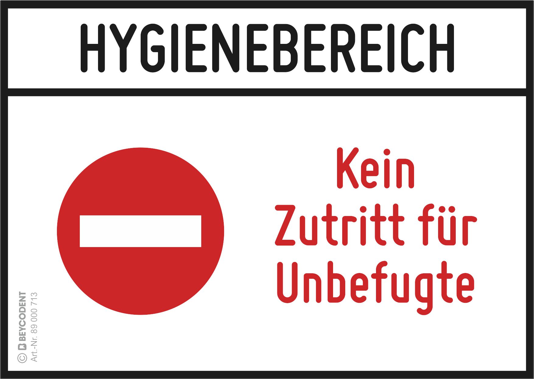 Selbstklebeschild Hygienebereich - Kein Zutritt