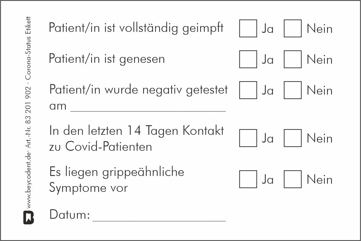 Covid-Status Etikett