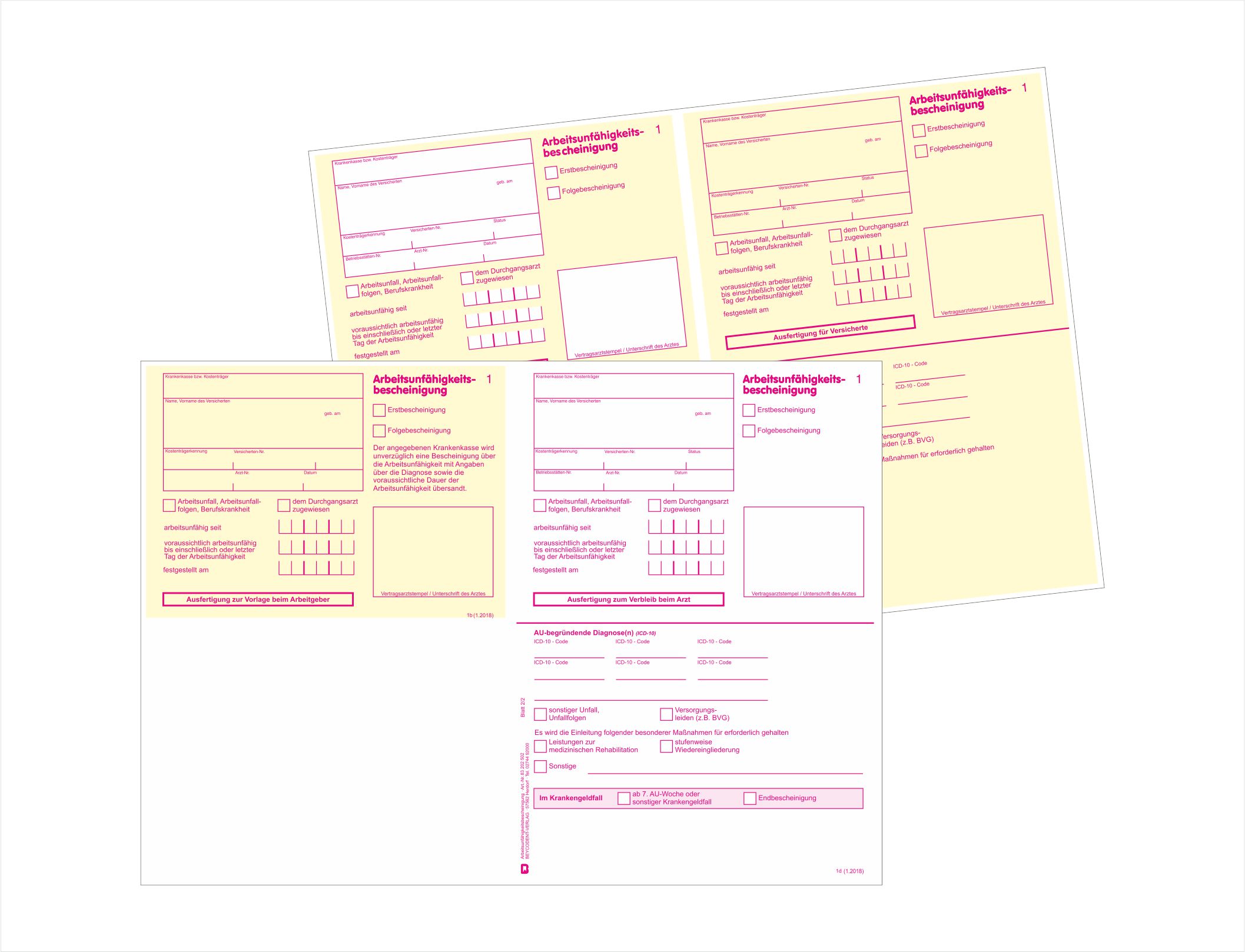 Arbeitsunfähigkeits AU-Bescheinigung KZV + KV