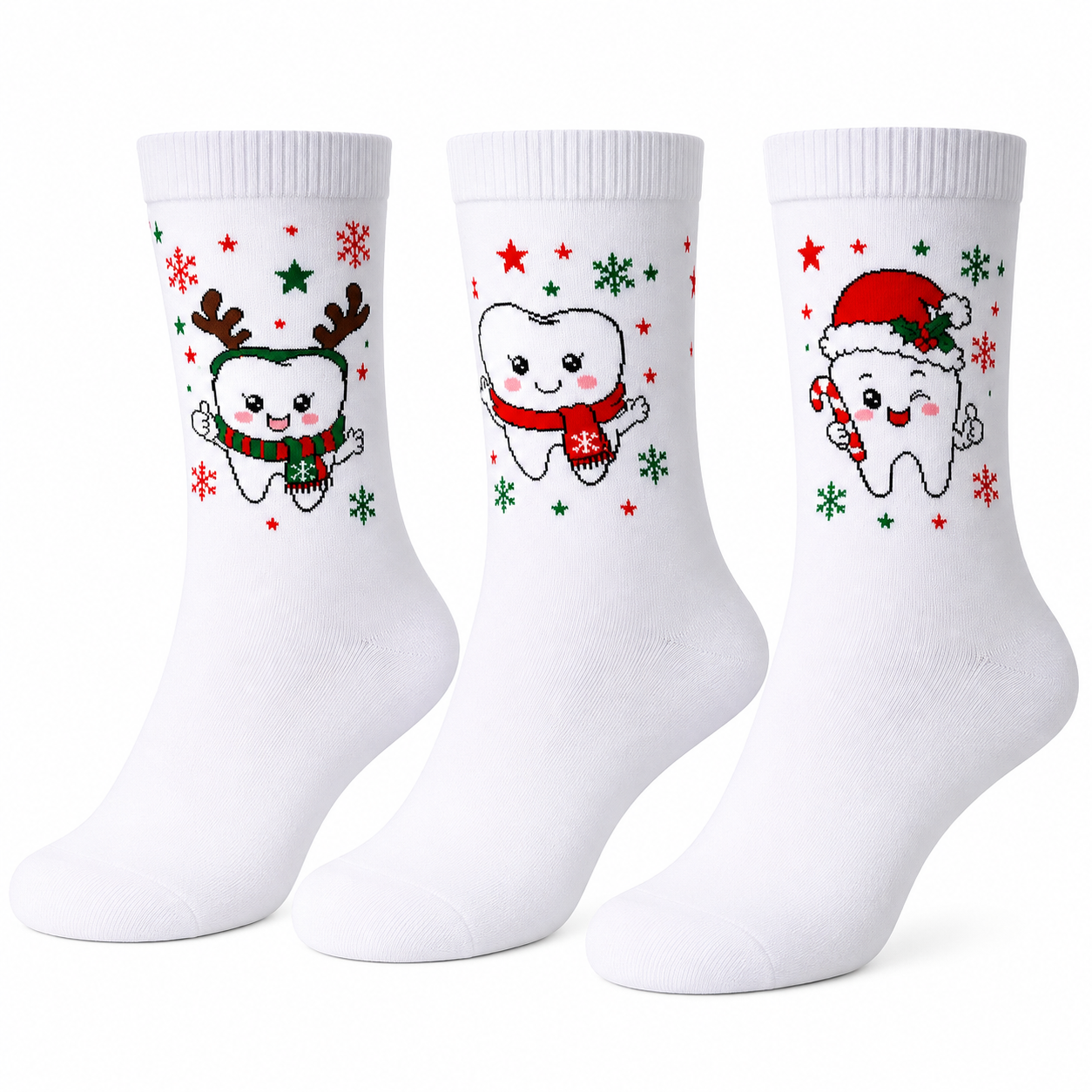 Winter-Weihnachtssocken Zahnarzt Edition – 3er-Pack weiß, Beyco-Socks