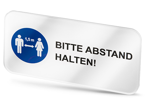 Plexiglasschild Bitte Abstand halten