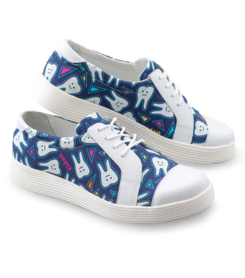 116 Med-Sneaker Damenhalbschuh Zahnmuster/blau
