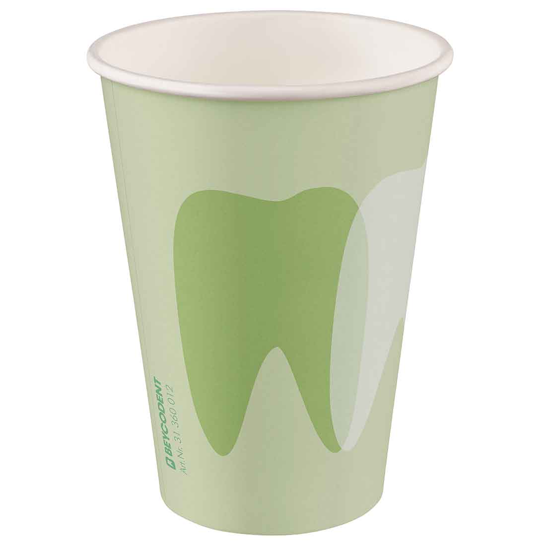 Mundspülbecher Hartpapier, recyclebar, Zahndesign grün, 180ml