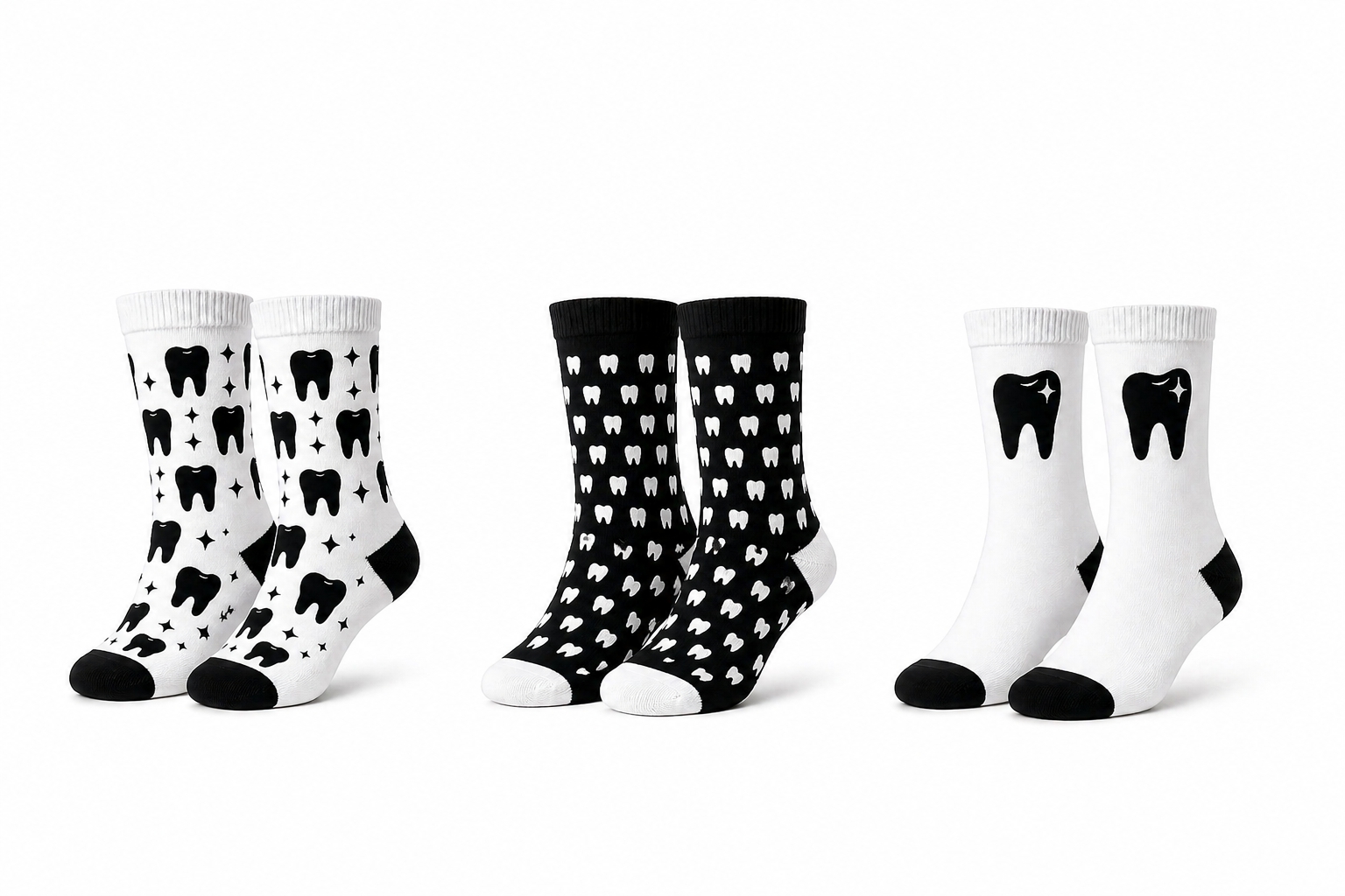 Zahnarzt Socken 3er Pack "Midnight Molar" schwarz – Dental Motiv Set für die Praxis – unisex