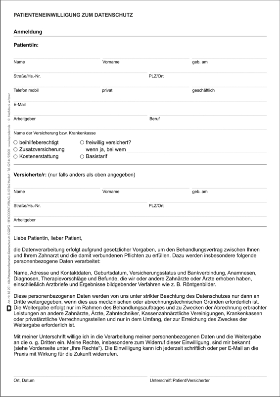 Patienteninformation Datenschutz nach DSGVO