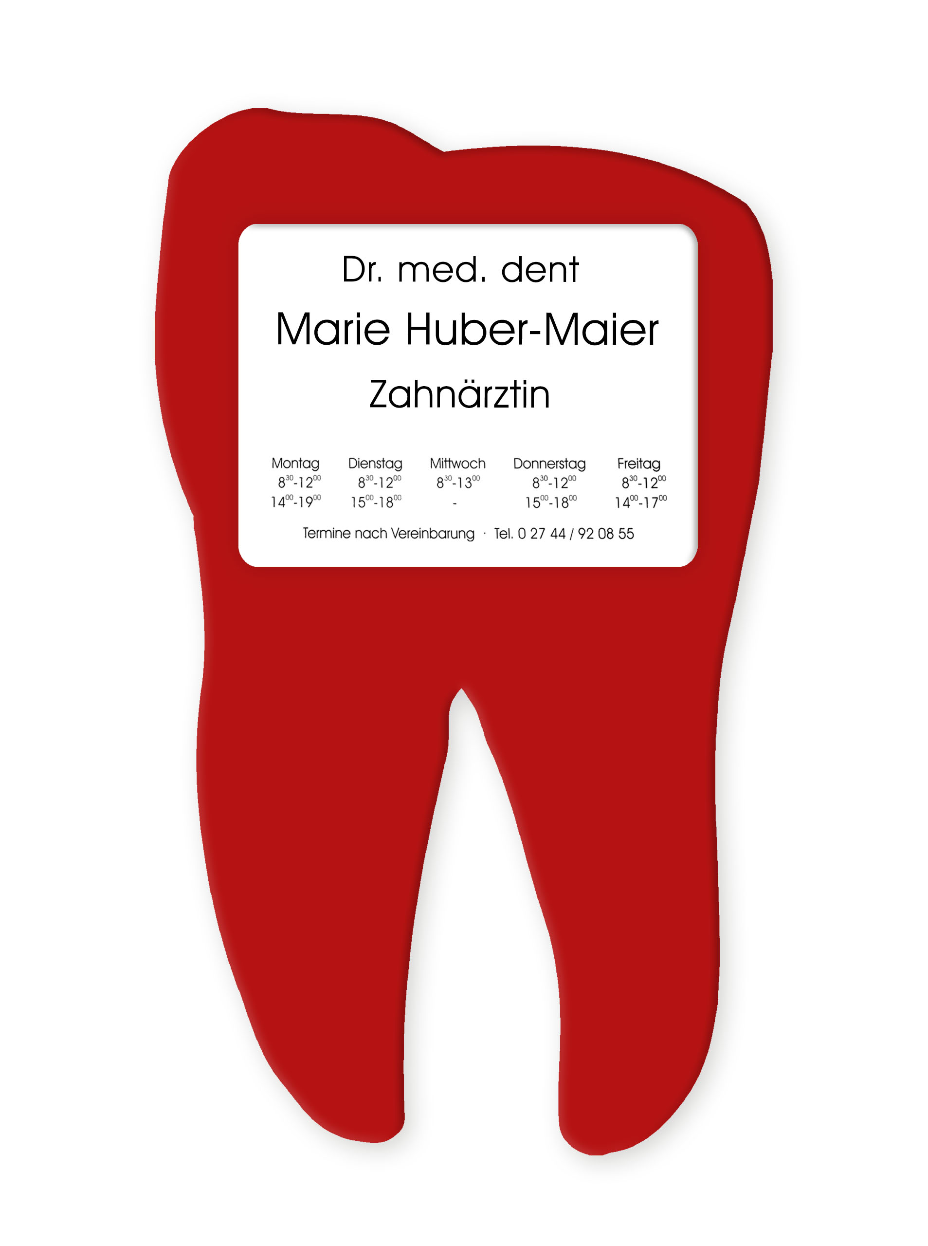 Praxisschild in Zahnform