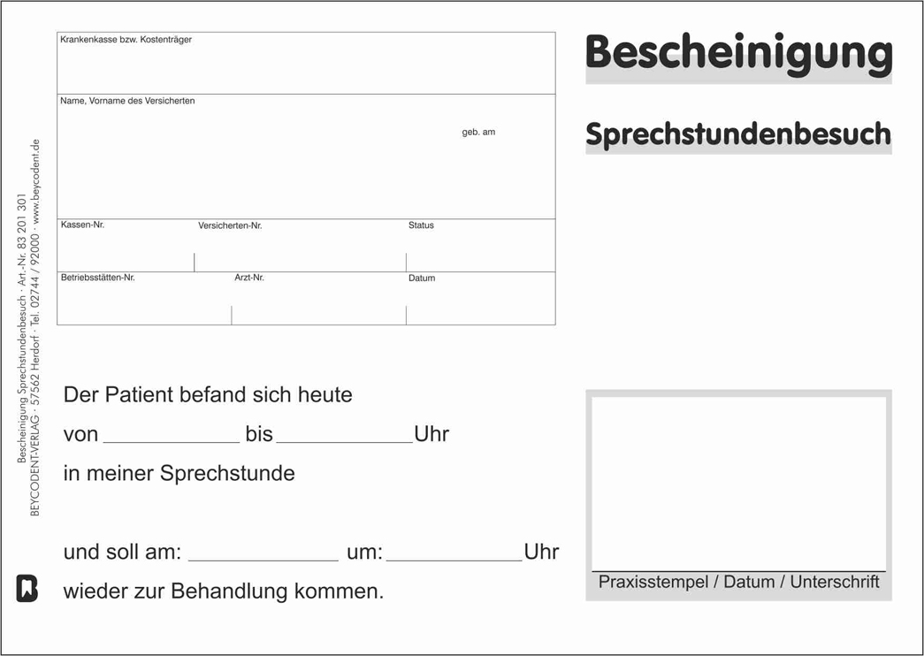 Bescheinigung über Sprechstundenbesuch Formulare