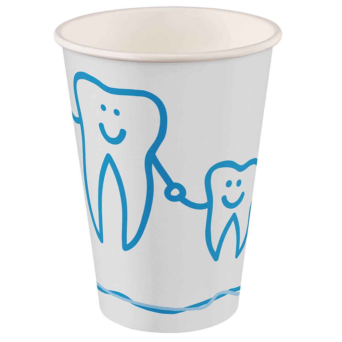 Mundspülbecher Hartpapier recyclebar Zahndesign weiß, 180 ml
