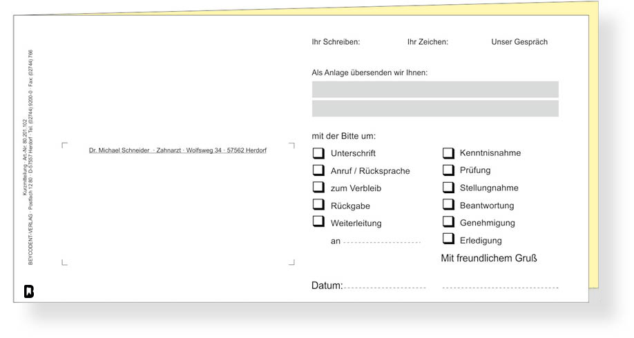 Kurzmitteilung DL neutral, 2-fach