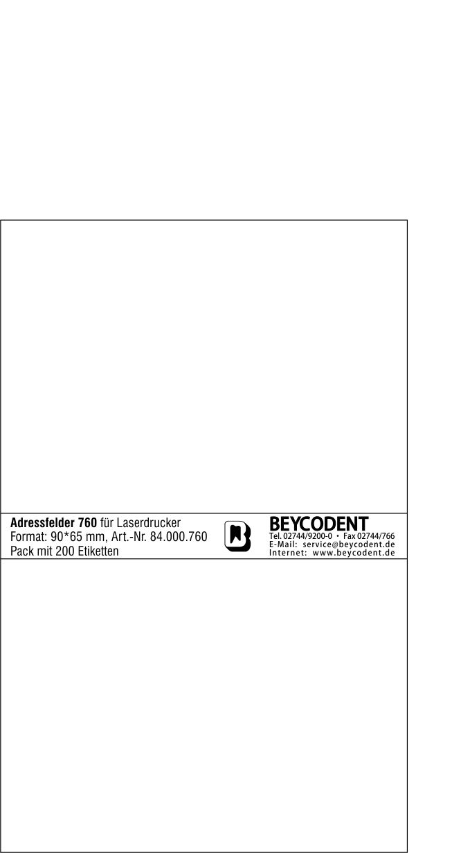 Adressfeld Typ 760 blanko universal weiß