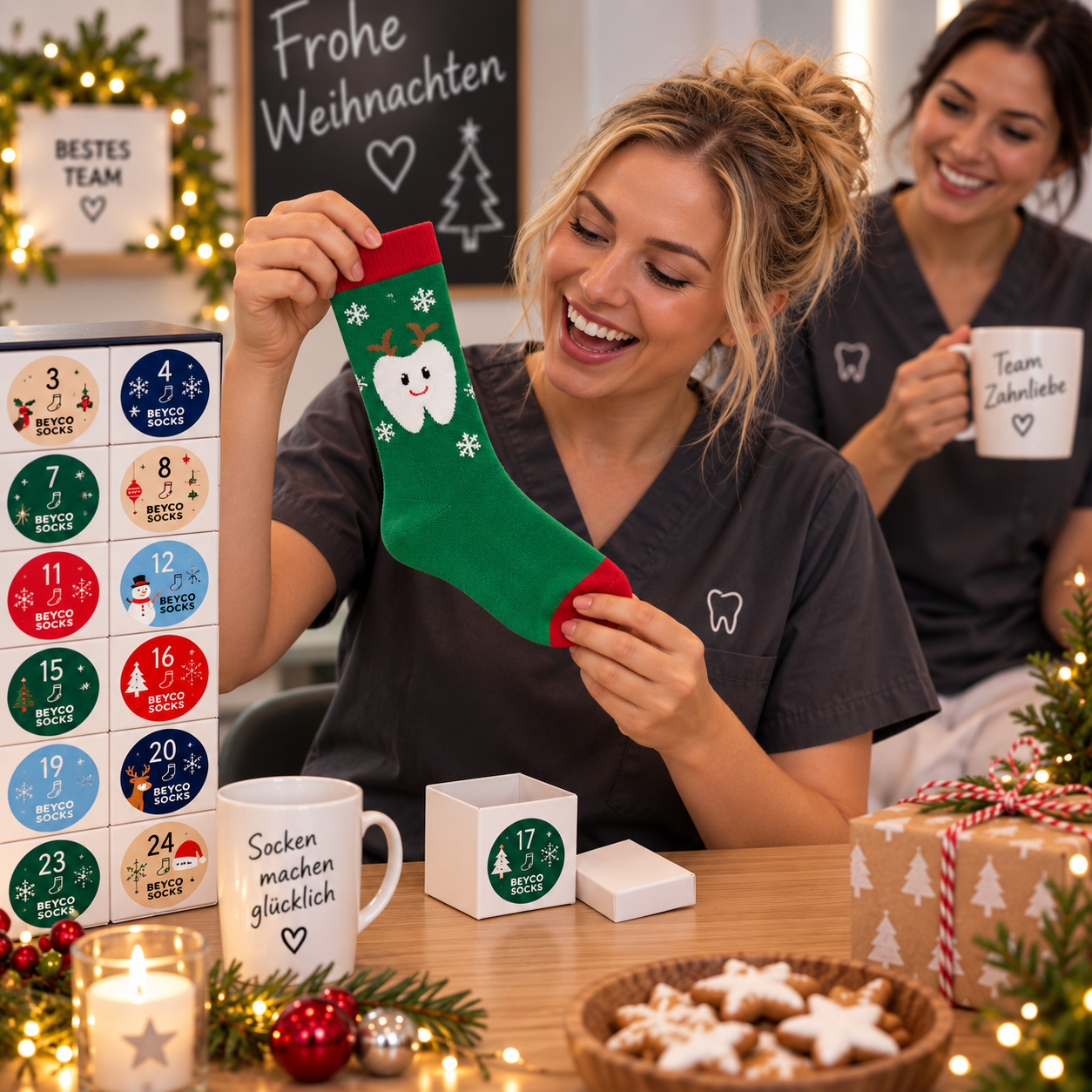 BEYCO-SOCKS Adventskalender 2026 –24 Paar Zahn Socken Geschenk