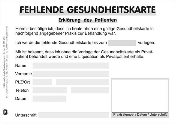 Erklärung fehlende Versichertenkarte