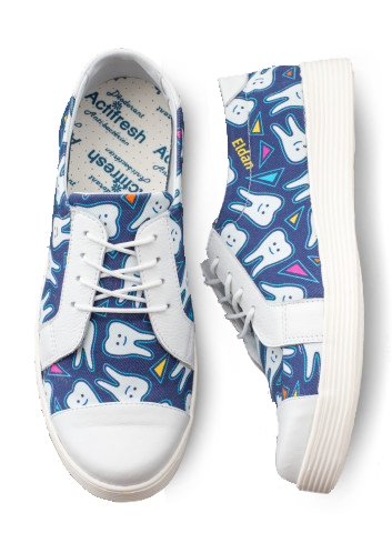 116 Med-Sneaker Damenhalbschuh Zahnmuster/blau