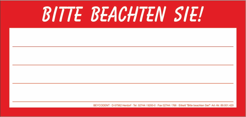 "Bitte beachten Sie" - Etiketten 20 Stück