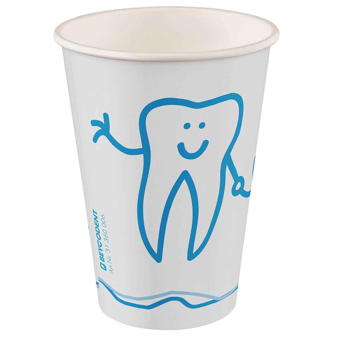 Mundspülbecher Hartpapier recyclebar Zahndesign weiß, 180 ml