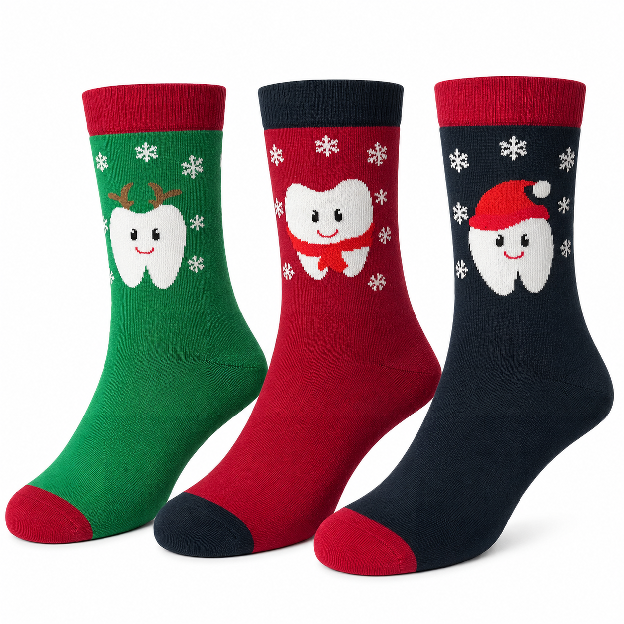 Winter-Weihnachtssocken Zahnarzt Edition – 3er-Pack bunt, Beyco-Socks