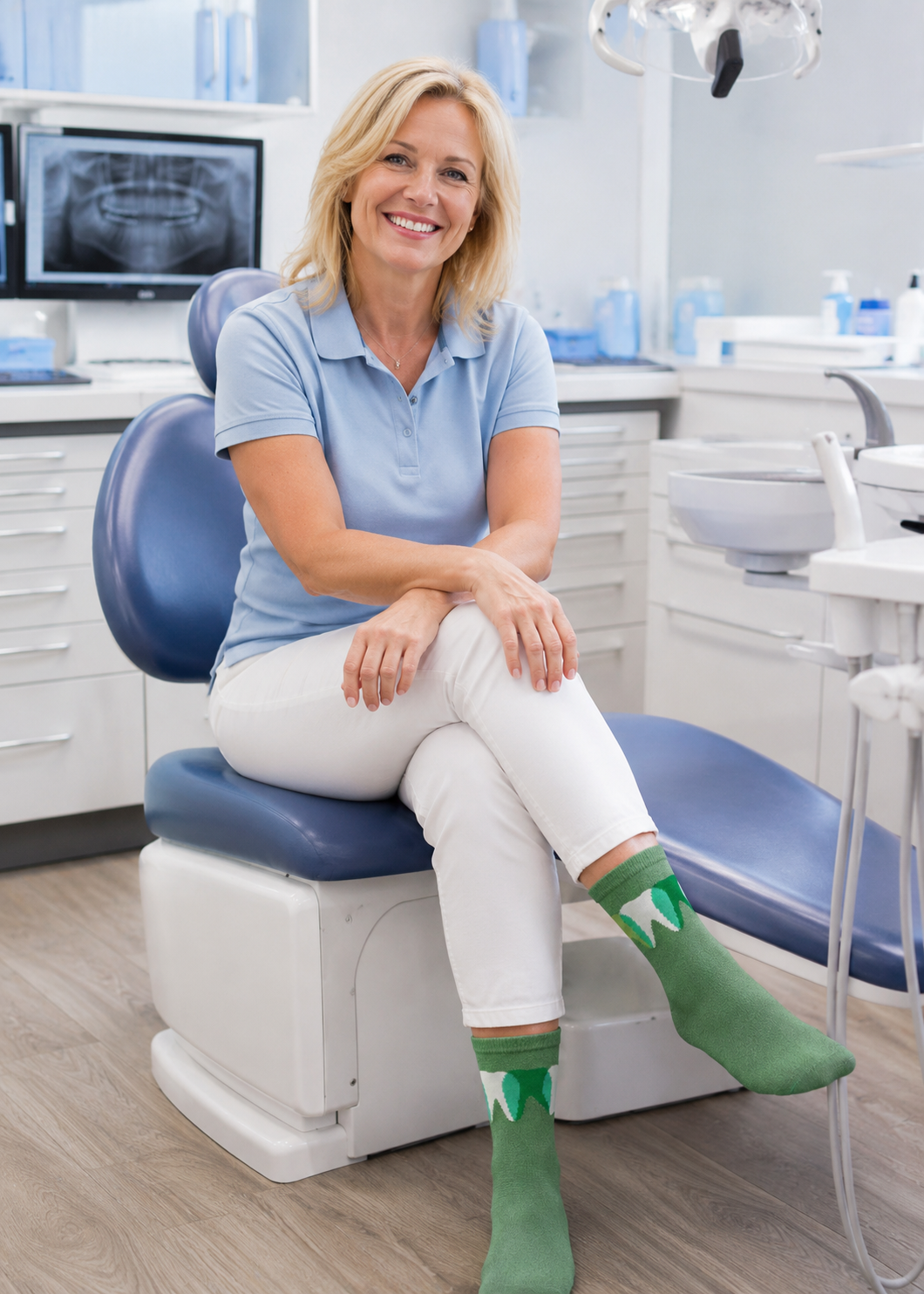 Zahn Motiv Socken Green-Dent grün – Dental Motiv für die Zahnarztpraxis – unisex