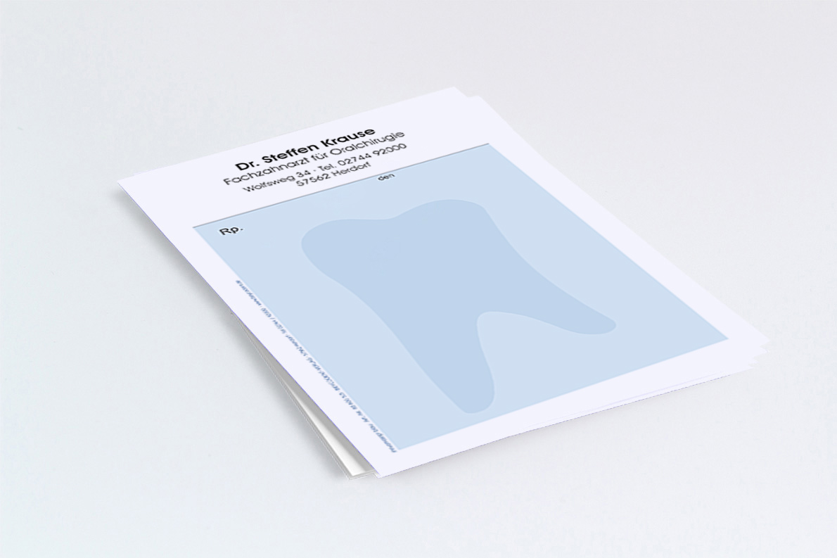 Privatrezept mit Praxiseindruck lose ungeblockt