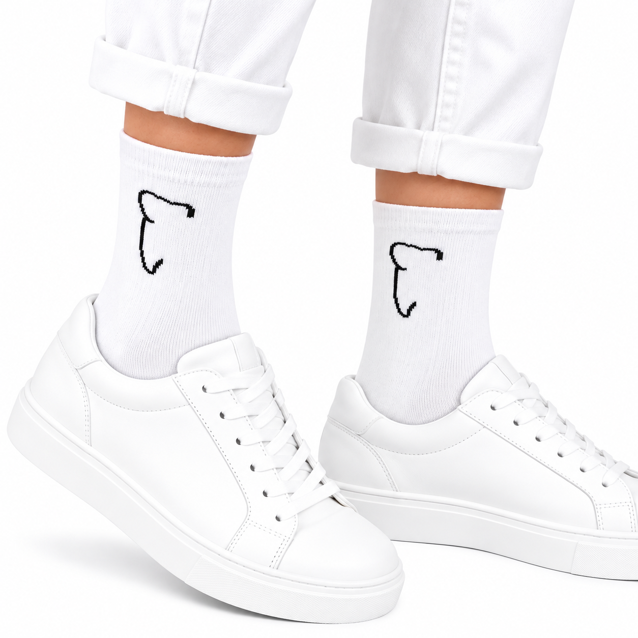 Zahn Motiv Socken "Dent-Art" weiß, BEYCO-SOCKS – Elegantes Zahn Motiv für Praxis & Team – unisex