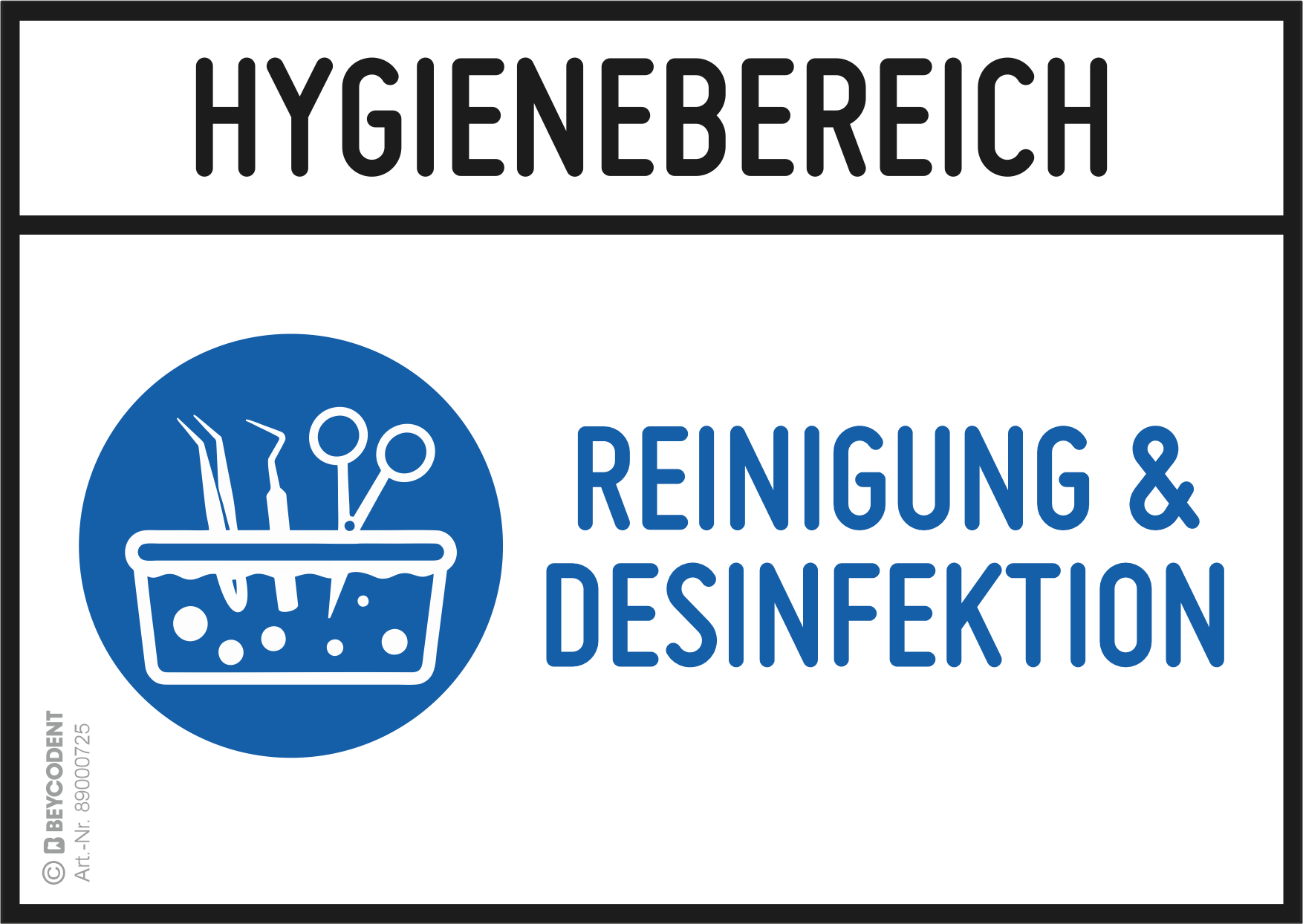 Hygienebereich Hygieneschild „Reinigung & Desinfektion“ – DIN A6 quer