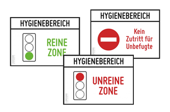 Selbstklebeschild - Hygienebereich 3er-Set