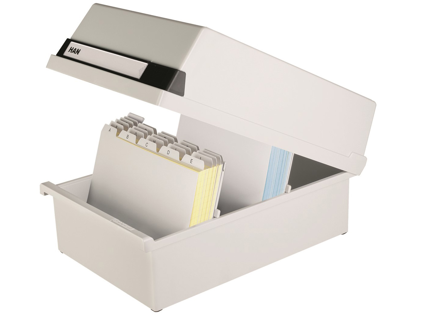 Karteikasten DIN A5 lang, mit Deckel, grau