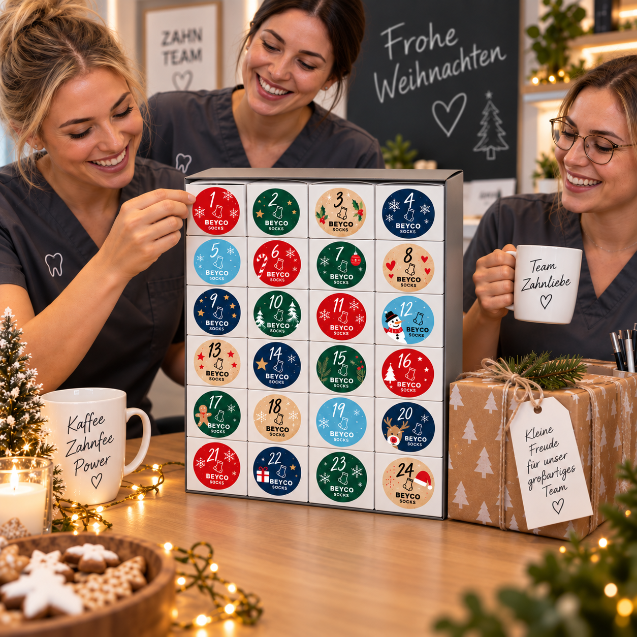 BEYCO-SOCKS Adventskalender 2026 –24 Paar Zahn Socken Geschenk
