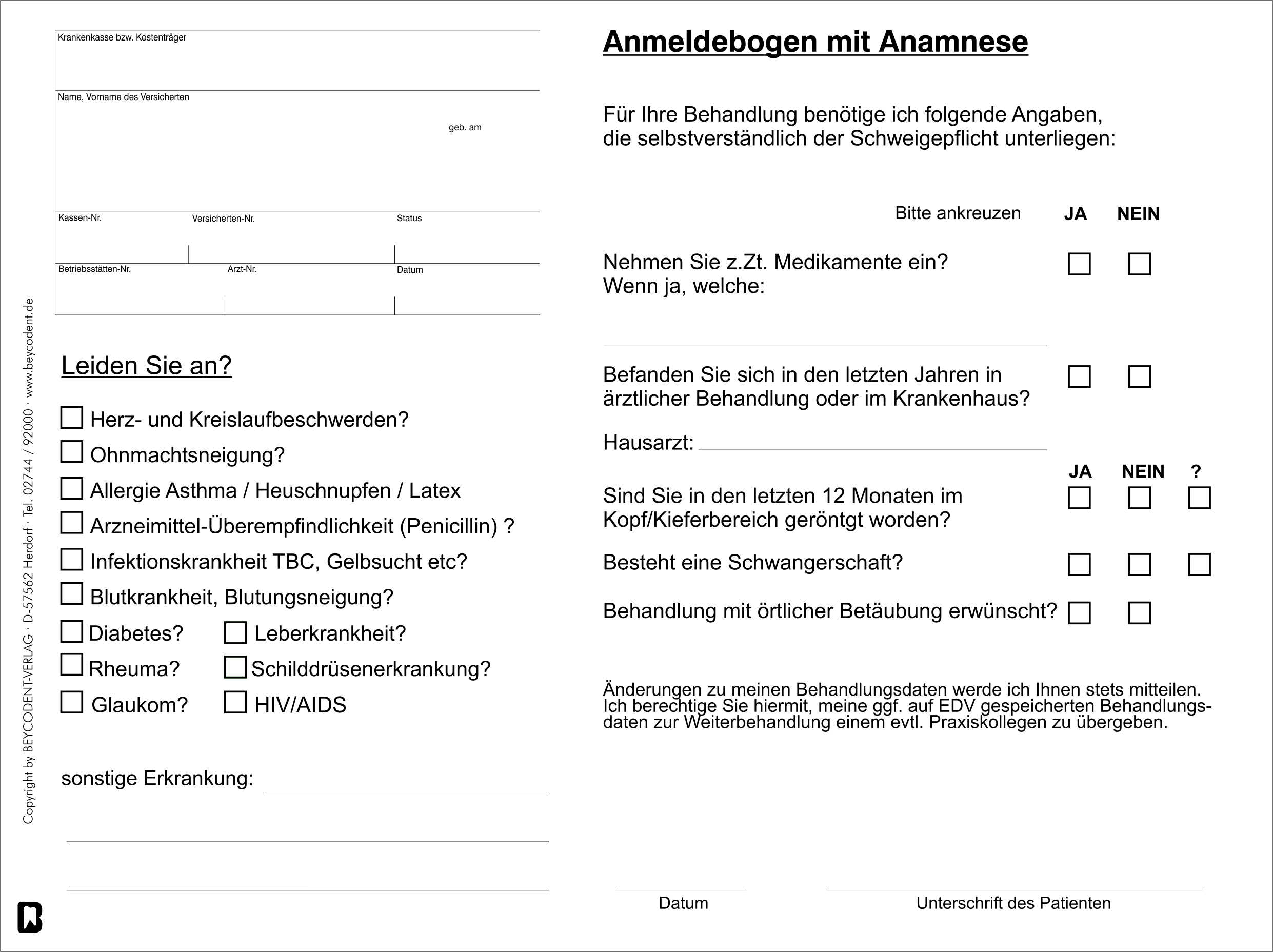 Notdienstbeleg 2-fach