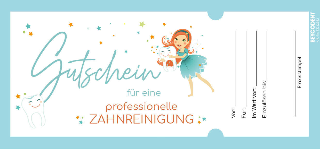 Gutschein blau "Professionelle Zahnreinigung" 