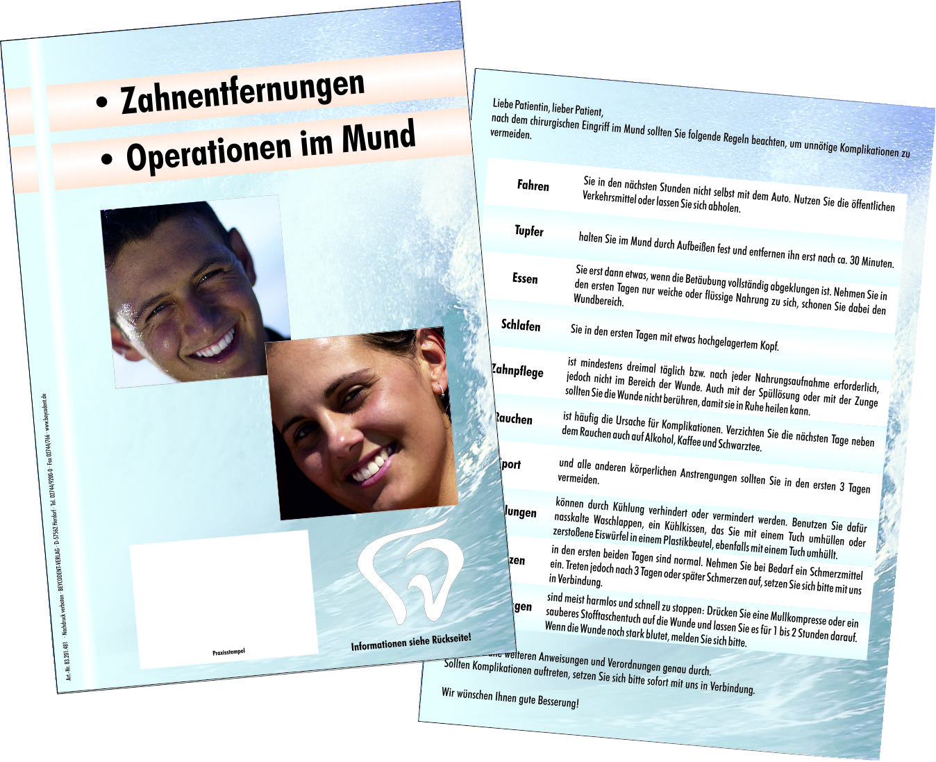 Patienten-Info Zahnentfernungen, OP im Mund