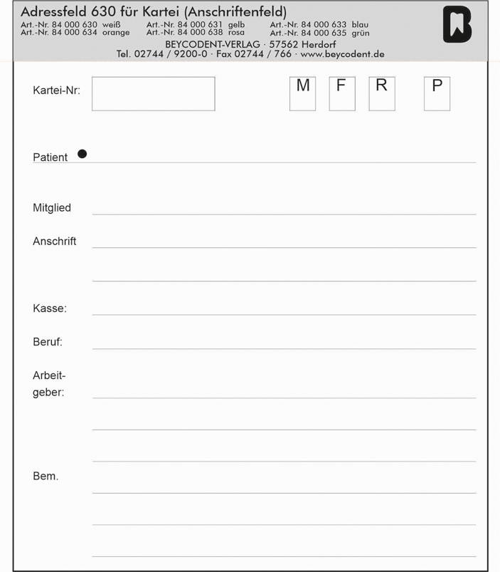 Adressfeld Typ 630 - farbig
